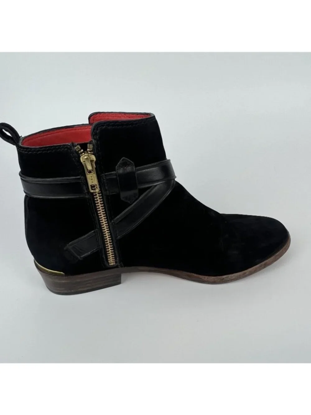 Coach Leoda Suede Ankle Boots Women’s 8.5 B – Black Zip Booties w/ Buckle - Picture 8 of 10